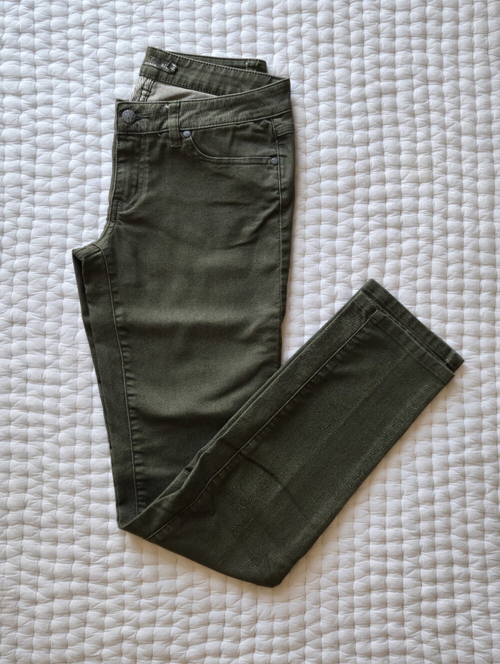 Prana Kara Womens Slim Fit Jeans in Olive Green Size 6